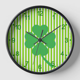 Four Leaf Clover - St. Patrick's Day Patern Clock