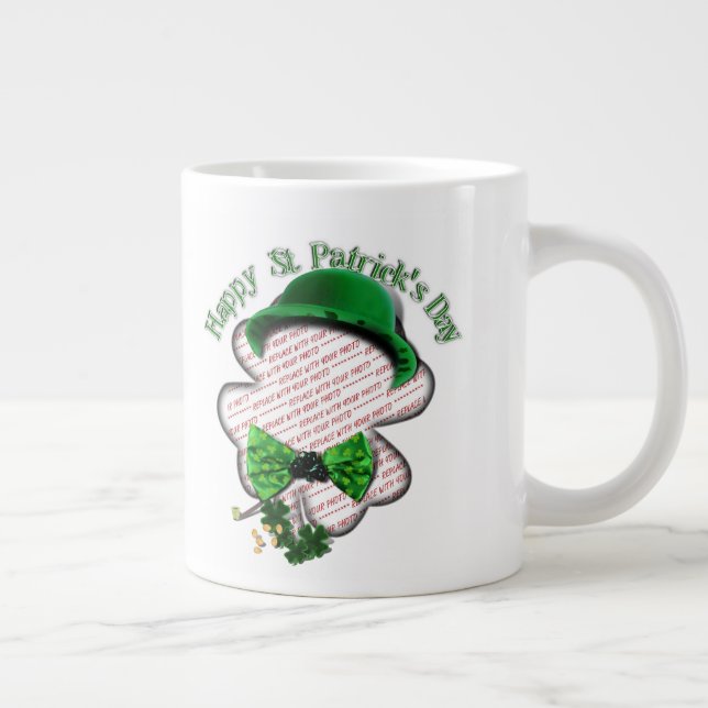 Four Leaf Clover St Patrick's Day Photo Large Coffee Mug (Right)
