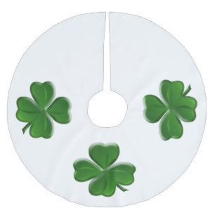 Four Leaf Clover - St Patrick's Day Symbol Brushed Polyester Tree Skirt