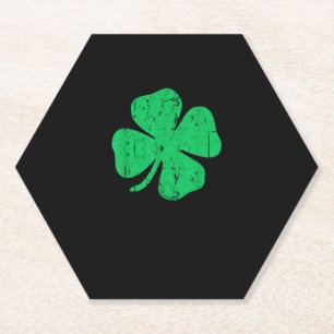 Four Leaf Clover T-Shirt Vintage Saint Patrick Day Paper Coaster