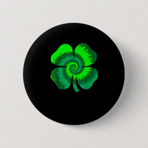 Four Leaf Clover Tie Dye St Patrick's Day Lucky Sh 6 Cm Round Badge