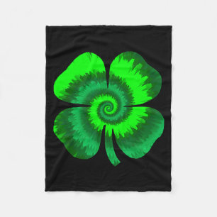 Four Leaf Clover Tie Dye St Patrick's Day Lucky Sh Fleece Blanket