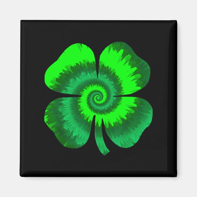 Four Leaf Clover Tie Dye St Patrick's Day Lucky Sh Magnet (Front)