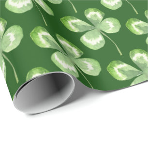 Four Leaf Clover Watercolor Wrapping Paper