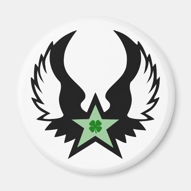 four leaf clover winged star magnet (Front)