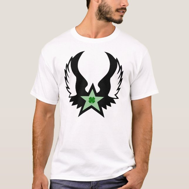 four leaf clover. winged star. T-Shirt (Front)