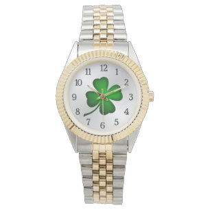 Four Leaf Clover with Black Numbers Watch