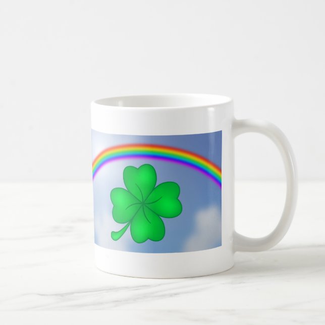 four-leaf clover with rainbow coffee mug (Right)