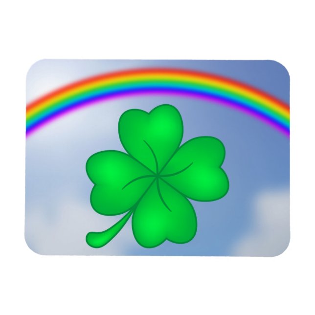 four-leaf clover with rainbow magnet (Horizontal)