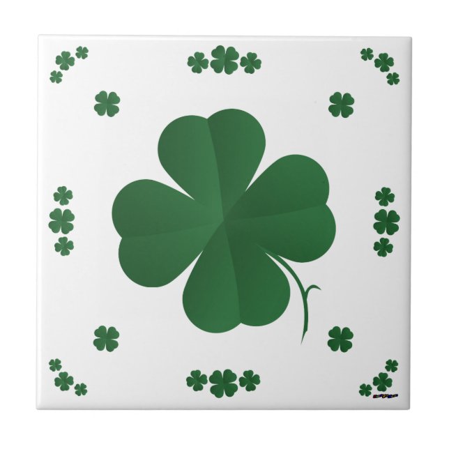 Four Leaf Clovers Ceramic Tile (Front)