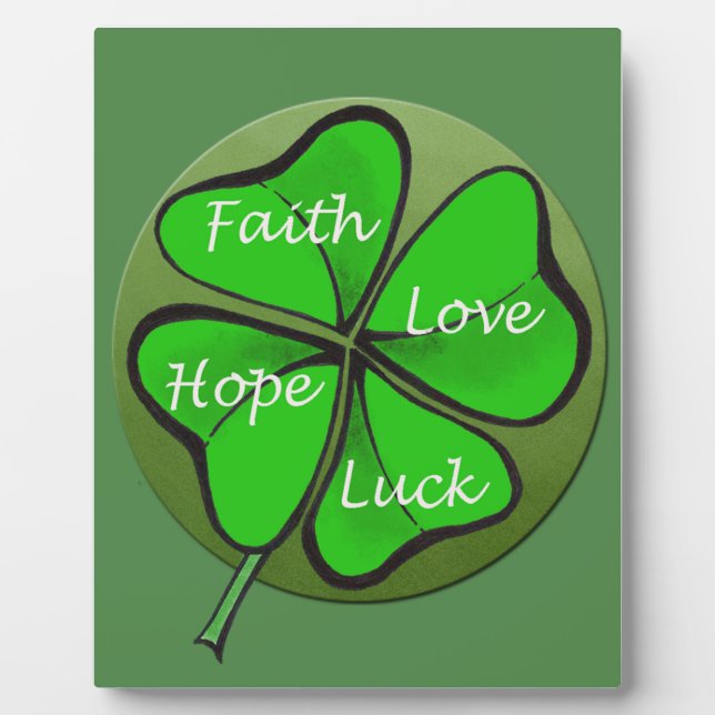 Four-Leaf Clovers-Faith Love Hope Luck - Bible Plaque (Front)