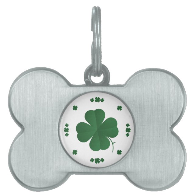 Four Leaf Clovers Pet ID Tag (Front)