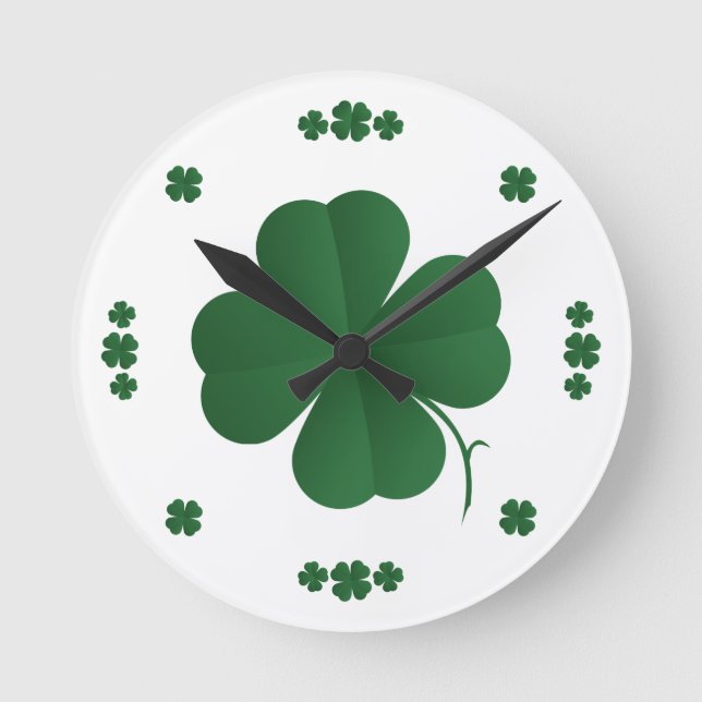 Four Leaf Clovers Round Clock (Front)