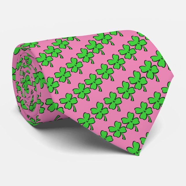 Four Leaf Clovers St. Patrick's Day Lucky Neck Tie (Rolled)