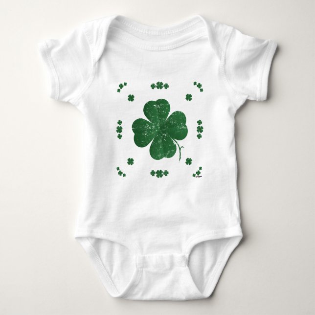 Four Leaf Clovers - vintage style Baby Bodysuit (Front)