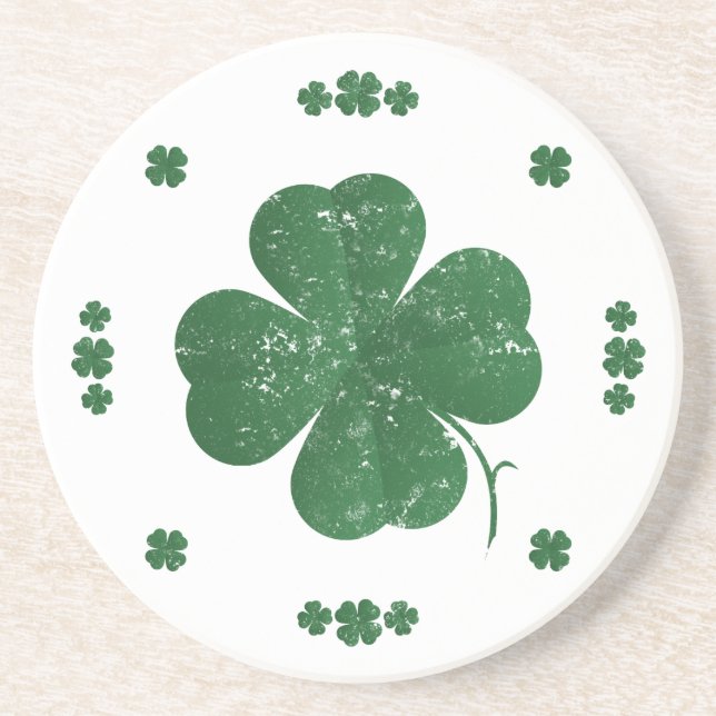Four Leaf Clovers - vintage style Coaster (Front)