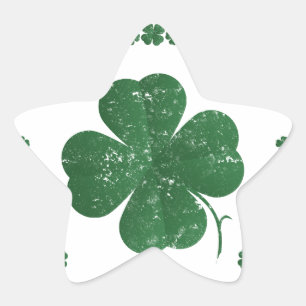 Four Leaf Clovers - vintage style Star Sticker