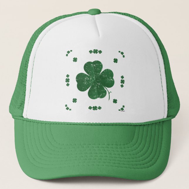 Four Leaf Clovers - vintage style Trucker Hat (Front)
