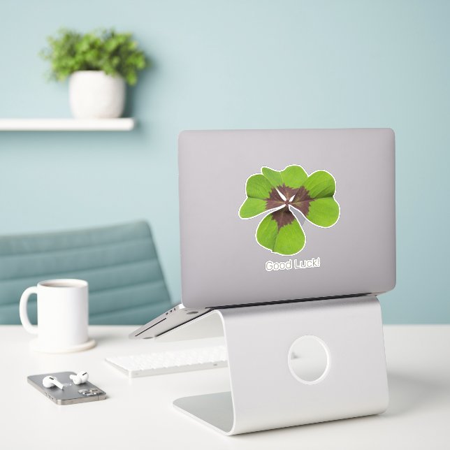 Four Leaf Lucky Clover St Patricks Day Good Luck (Laptop On Desk)