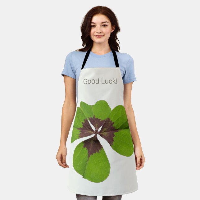 Four Leaf Lucky Clover St Patricks Day Good Luck Apron (Worn)