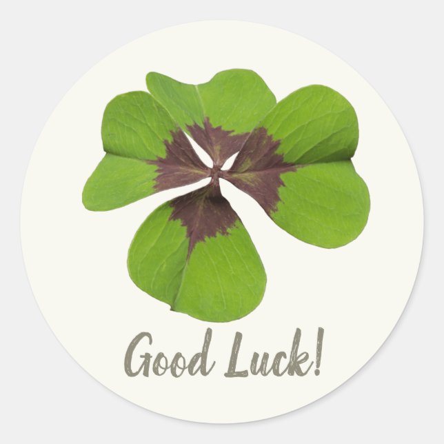 Four Leaf Lucky Clover St Patricks Day Good Luck Classic Round Sticker (Front)