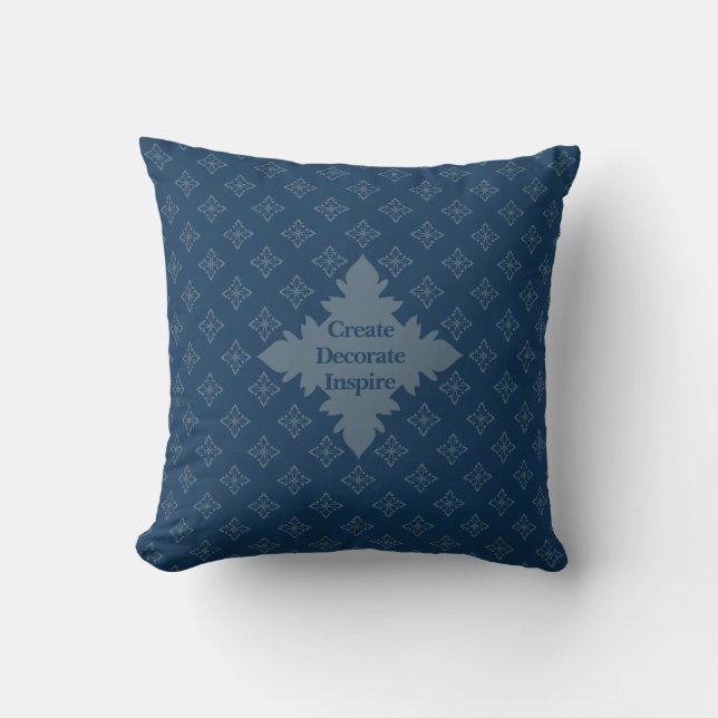 Four Leaf Rosette Airforce Blue Foulard Pattern  Cushion (Front)