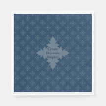 Four Leaf Rosette Airforce Blue Foulard Pattern