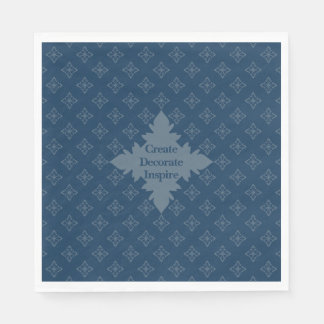 Four Leaf Rosette Airforce Blue Foulard Pattern Napkin