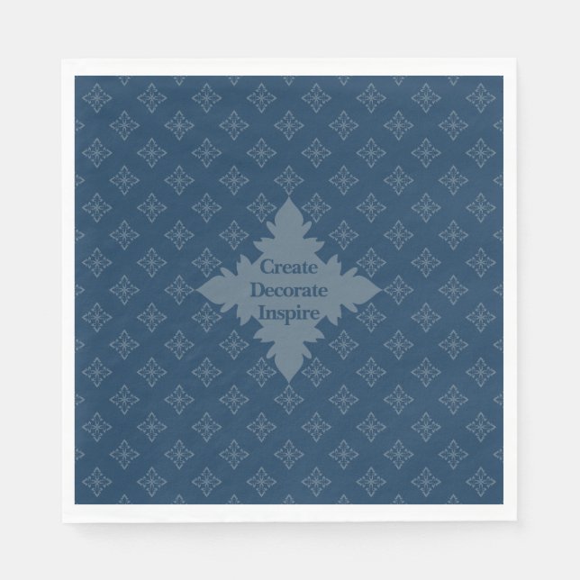 Four Leaf Rosette Airforce Blue Foulard Pattern Napkin (Front)
