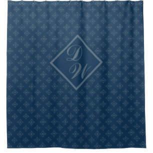 Four Leaf Rosette Airforce Blue Foulard Pattern Shower Curtain
