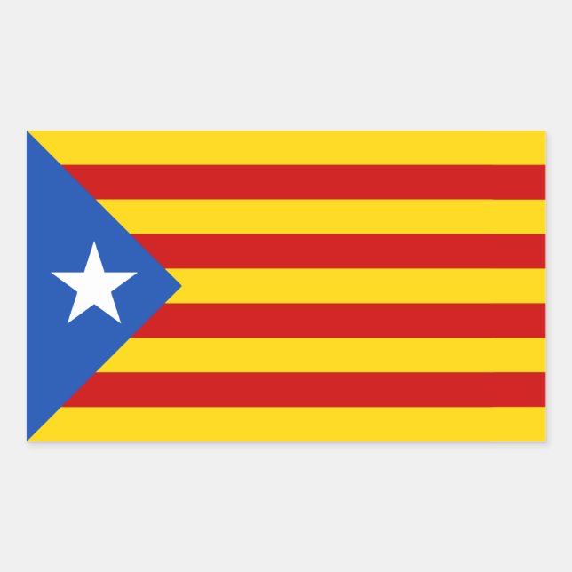 FOUR "L'Estelada Blava" Catalan Independence Flag Rectangular Sticker (Front)