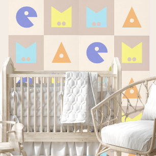 Four letter baby name nursery decor wallpaper