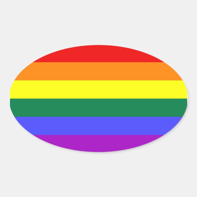 FOUR LGBT Flag Oval Sticker (Front)