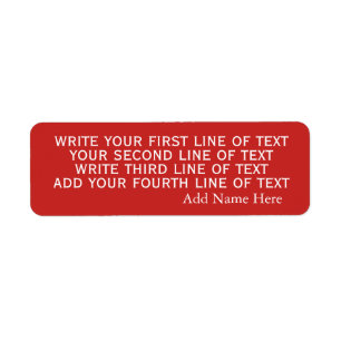 four lines of editable text on simple basic red return address label