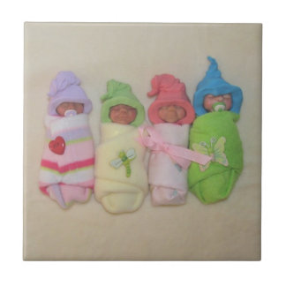 Four Little Babies: Polymer Clay Sculptures Tile