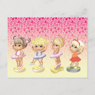 Four little ballerinas in tutus postcard