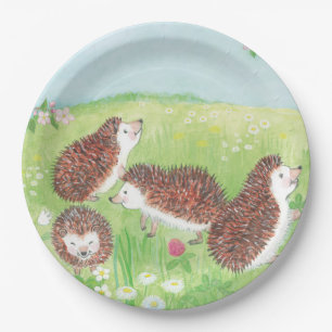 Four Little Hedgehogs in the Meadow Paper Plate