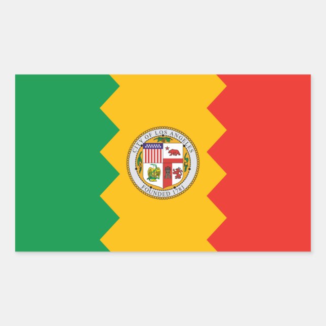 FOUR Los Angeles Flag Rectangular Sticker (Front)