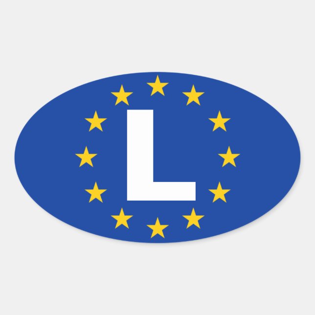 FOUR Luxembourg "L" European Union Flag Oval Sticker (Front)