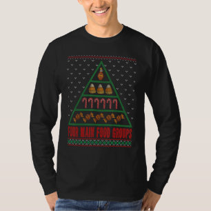 Four Main Food Groups Candy Canes Corns Syrup Elf T-Shirt