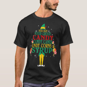 Four Main Food Groups Candy Canes Syrup Christmas T-Shirt