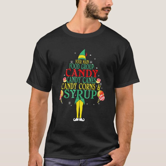 Four Main Food Groups Candy Canes Syrup Christmas T-Shirt (Front)