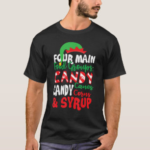 Four Main Food Groups Elf Buddy Christmas Pajama T-Shirt