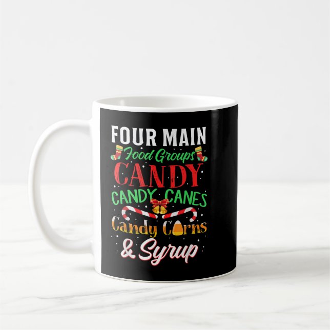 Four Main Food Groups Elf Buddy Christmas Pajama X Coffee Mug (Left)