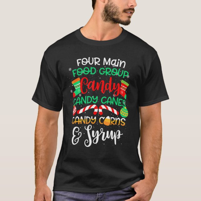 Four Main Food Groups Santa Elf Buddy Christmas Pa T-Shirt (Front)