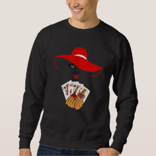 Four Melanin Queens Poker Player Playing Card Fash Sweatshirt
