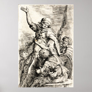 Four Men and A Flag 17th Century Sketch Poster