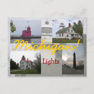Four Michigan Lighthouses postcards