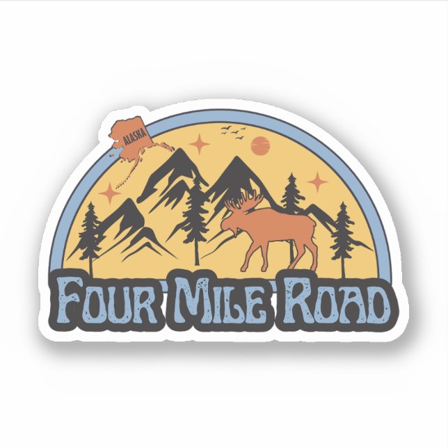 Four Mile Road, Alaska Sticker (Front)