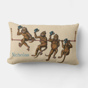 Four Monkeys Lumbar Pillow